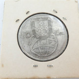 Nice Grade 1954 Portugal 10 Esudos .835 Silver