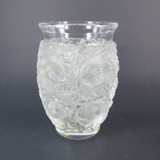 Lalique, France 'Bagatelle' Bird & Fern Crystal Vase, Rare 17cm Height Version