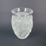 Lalique, France 'Bagatelle' Bird & Fern Crystal Vase, Rare 17cm Height Version