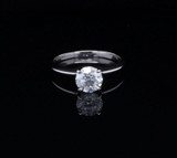 Vintage 1.00ct Diamond Set 14k White Gold Solitaire Ring Size Q Val $7390
