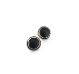 Vintage Mexican Sterling Silver & Black Onyx 14mm Earring Studs 9.6g
