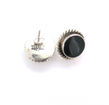 Vintage Mexican Sterling Silver & Black Onyx 14mm Earring Studs 9.6g