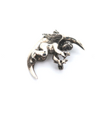 Vintage Sterling Silver Winged Cherub & Crescent Moon Pendant / Brooch 7.4g