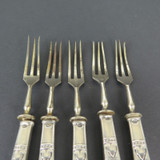 Five C Late 1800s .875 European Silver Handled Cocktail Forks