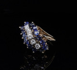 Vintage 2.10ct Blue Sapphire & 0.40ct Diamond Cocktail 14K Ring Size Q Val $5450