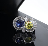Bumese Blue Sapphire & 3.08cttw Diamond Toi et Moi Ring GIA Val $16720