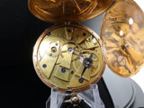 Antique French 1820s 18K Gold & Enamel Digital Jump Hour Cylinder Pocket Watch