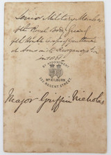 1860s RARE Major Griffin Nicholas, QV Hon. Corps of Bodyguards. Details to Rear.