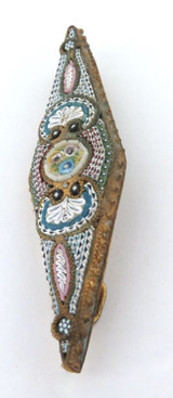 Superb Unusual Shape Vintage Micro Mosaic Brooch