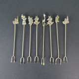 Set of 8 Mexican Silver Hors D'oeuvre Cocktail Appetizer Picks