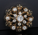 Antique C.1880 14ct Gold 3.00ct Old Cut Diamond Star Brooch / Pendant Val $13565