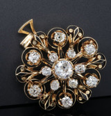 Antique C.1880 14ct Gold 3.00ct Old Cut Diamond Star Brooch / Pendant Val $13565