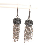 Beautiful Sterling Silver & Seed Pearl Chandelier / Jelly Fish Earrings 14.5g