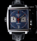 Auth. Tag Heuer Monaco Chronograph Blue Dial Mens Steel Automatic Watch CW211P