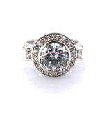 Stylish 14ct White Gold & Sparkling Cubic Zirconia Dress Ring Size N 5g