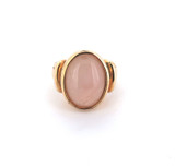 Classic Style Gold-plated Sterling Silver & Rose Quartz Ring Size P 10.7g