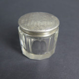 Small Vintage Glass Cosmetic Canister With Alvin, USA Sterling Silver Lid
