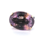 Decorative Oxidised Sterling Silver Gold Plate & Amethyst 23mmx17mm Ring Size P