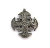 Vintage Ornate Palestinian Sterling Silver Jerusalem Cross Pendant 5.8g