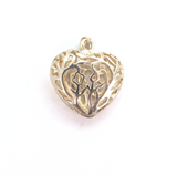 Ornate Sterling Silver Cut-out Design Heart Pendant 4.3g