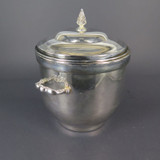 Vintage Silverplate Ice Bucket With Original Milk Glass Insert