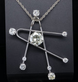 Vintage 14ct Gold 3.48cttw Diamond Set Handmade Pendant Val $35710