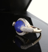 Vintage 18ct Gold Lapis Lazuli & 0.40ct Diamond Set Cocktail Ring sz N Val $3690