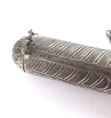 Vintage Israeli Sterling Silver Filigree Sealed Mezuzah Scroll Case & Chain 51g