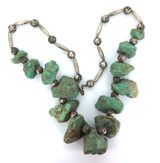 Vintage Naturalistic Design Simulated Turquoise Nugget & Metal Bead Necklace