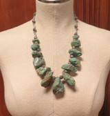 Vintage Naturalistic Design Simulated Turquoise Nugget & Metal Bead Necklace
