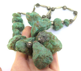Vintage Naturalistic Design Simulated Turquoise Nugget & Metal Bead Necklace