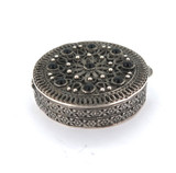 Vintage Isreali Sterling Silver & Onyx Ornate Filigree Lidded Box 28.3g