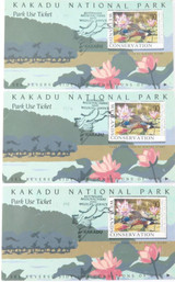 3 x 1992 $10 Kakadu National Park Wetlands Conservation Stamps Park Use Tickets