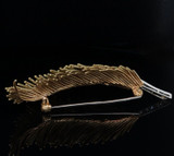 .Vintage Handmade 18K Yellow Gold & Diamond Set Feather Brooch Val $8490