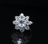 Vintage Aquamarine Cluster 10K Yellow Gold Ring Size N1/2 Val $3360