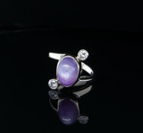 Handmade Cabochon Cut Ruby & Diamond 14k White Gold Ring Size J Val $6035