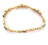 .Vintage Gold-plated Metal & Simulated Multi-gemstone Bracelet 19cm