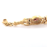 .Vintage Gold-plated Metal & Simulated Multi-gemstone Bracelet 19cm