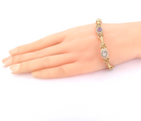 .Vintage Gold-plated Metal & Simulated Multi-gemstone Bracelet 19cm