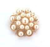 Beautiful Vintage 14ct Yellow Gold & Saltwater Pearl Cluster Brooch 7.6g