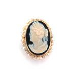 Beautiful 14ct Yellow Gold & Freshwater Pearl Portrait Cameo Brooch/Pendant 5.1g
