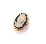 Beautiful 14ct Yellow Gold & Freshwater Pearl Portrait Cameo Brooch/Pendant 5.1g