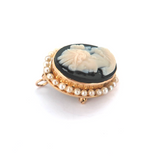 Beautiful 14ct Yellow Gold & Freshwater Pearl Portrait Cameo Brooch/Pendant 5.1g