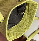 .Auth Bottega Veneta Woven Mustard Leather Tote Bag & Mirror