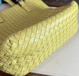 .Auth Bottega Veneta Woven Mustard Leather Tote Bag & Mirror