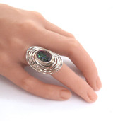 Statement Sterling Silver Oval Spiral & 14x10mm Mystic Topaz Ring Size L1/2 8.2g