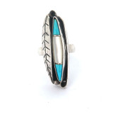 Nature Inspired Sterling Silver Ring Inlaid Turquoise & MOP Size L1/2 6.6g