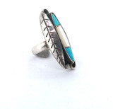 Nature Inspired Sterling Silver Ring Inlaid Turquoise & MOP Size L1/2 6.6g