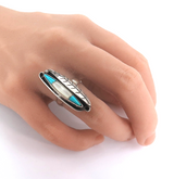 Nature Inspired Sterling Silver Ring Inlaid Turquoise & MOP Size L1/2 6.6g