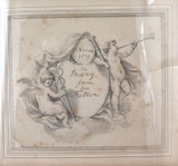 c1700s Pen & Ink Wash, Matted & Framed. Signed & Dated.
